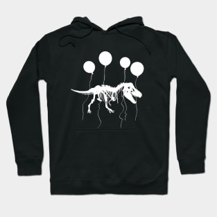 Fossil dinosaur fly with and balloons, fossil white silhouette Hoodie